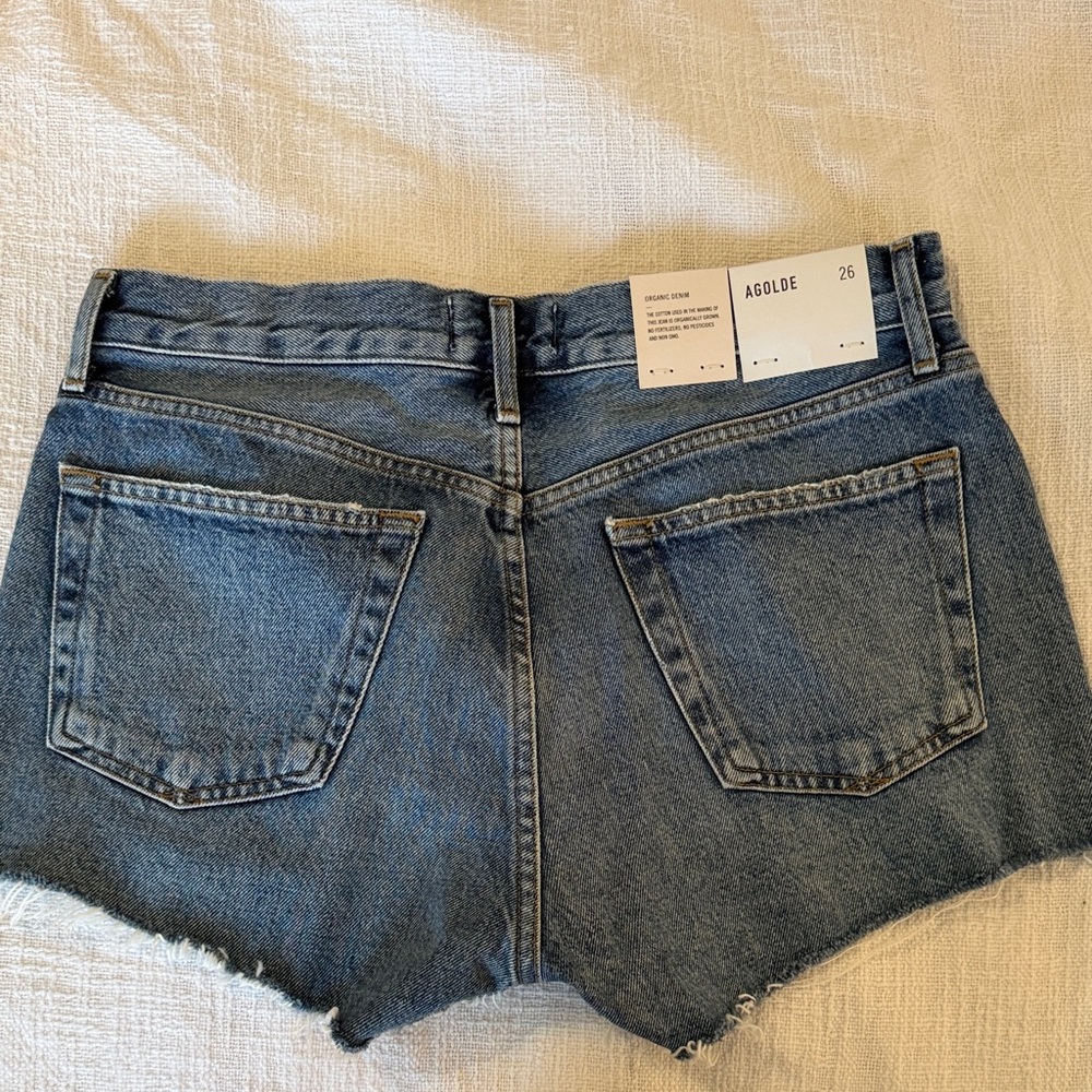 Agolde Parker Vintage Wash Raw-Hem Jean Shorts - Blue Denim - Picture 2 of 4